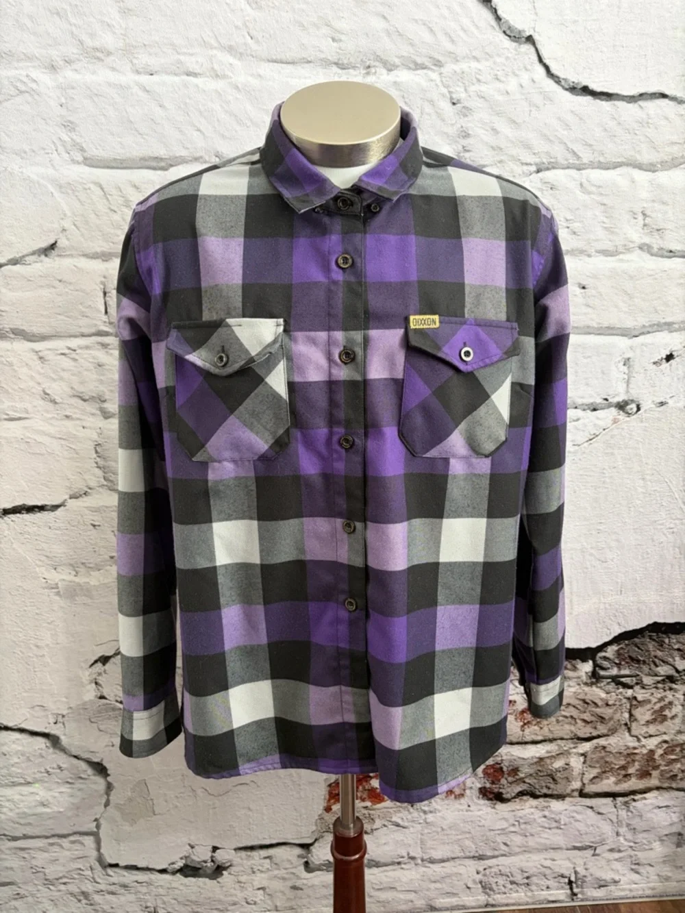 Dixxon Dynasty Purple Plaid Flannel Shirt‎ Rugged Outdoor Work Classic